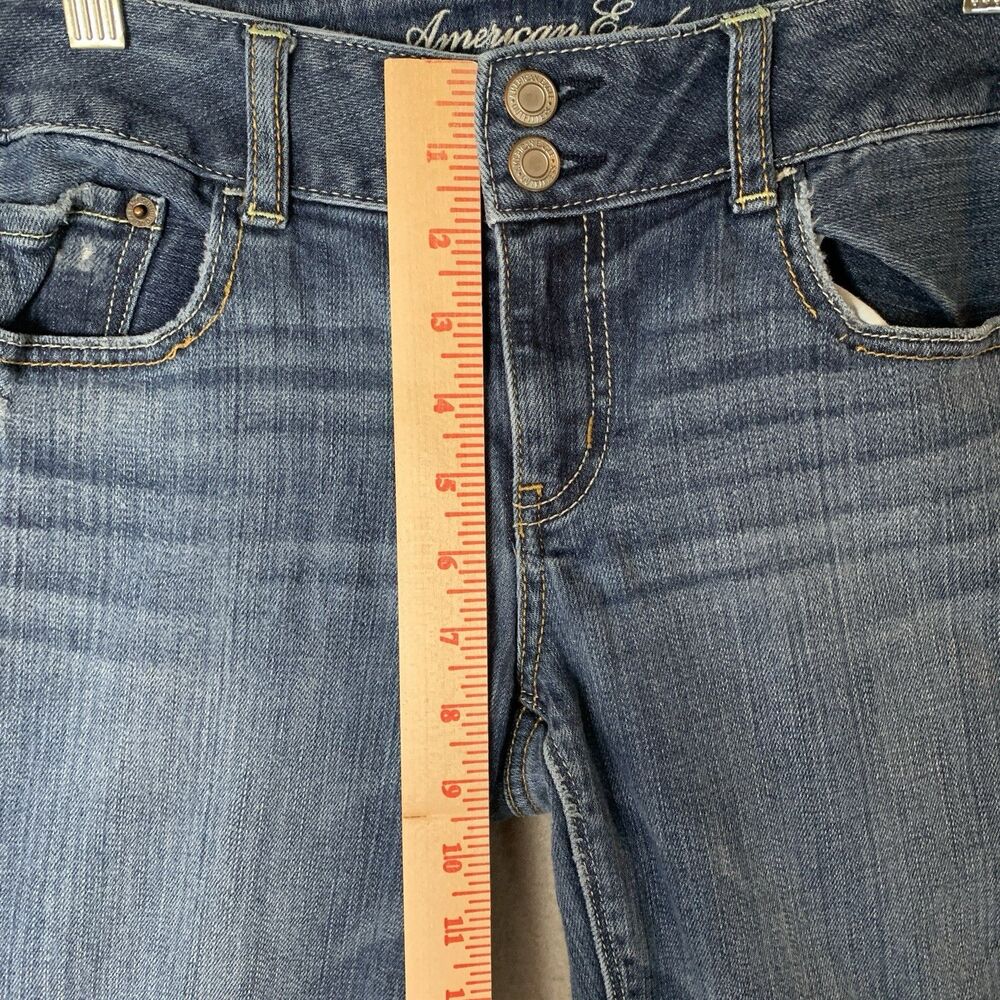 American Eagle Jeans Women Size 10 Blue Artist Stretch Bootcut Y2K Minimalist - Picture 7 of 9